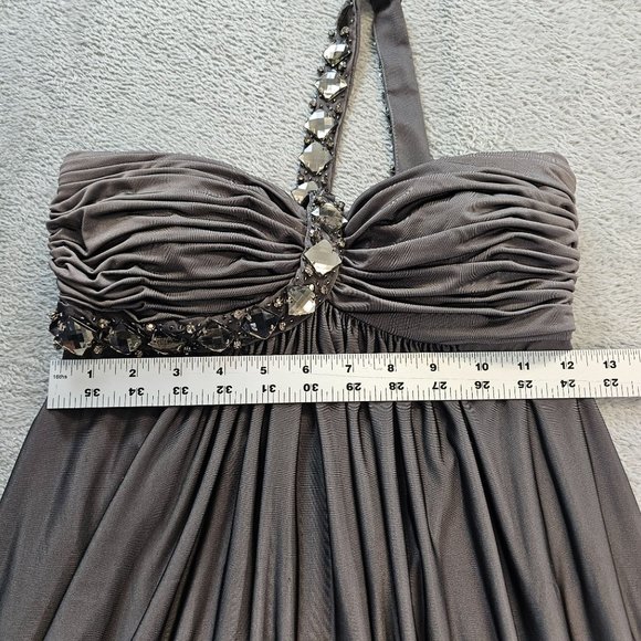 Cache Gray Ombre Womens Sz 2 Jeweled Beaded Strap Flowy Lined Midi Dress‎ - Picture 7 of 11